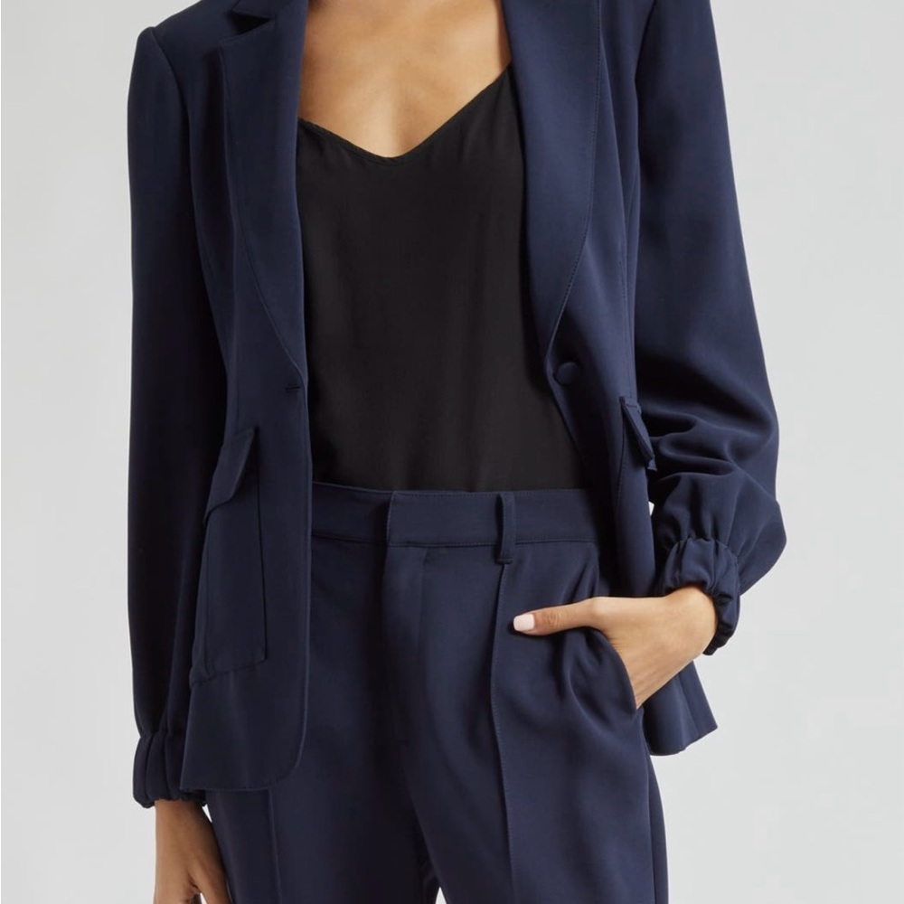 Cinq A Sept Tabitha Frill-Cuff Crepe Jacket with Cargo Pockets Sz 2